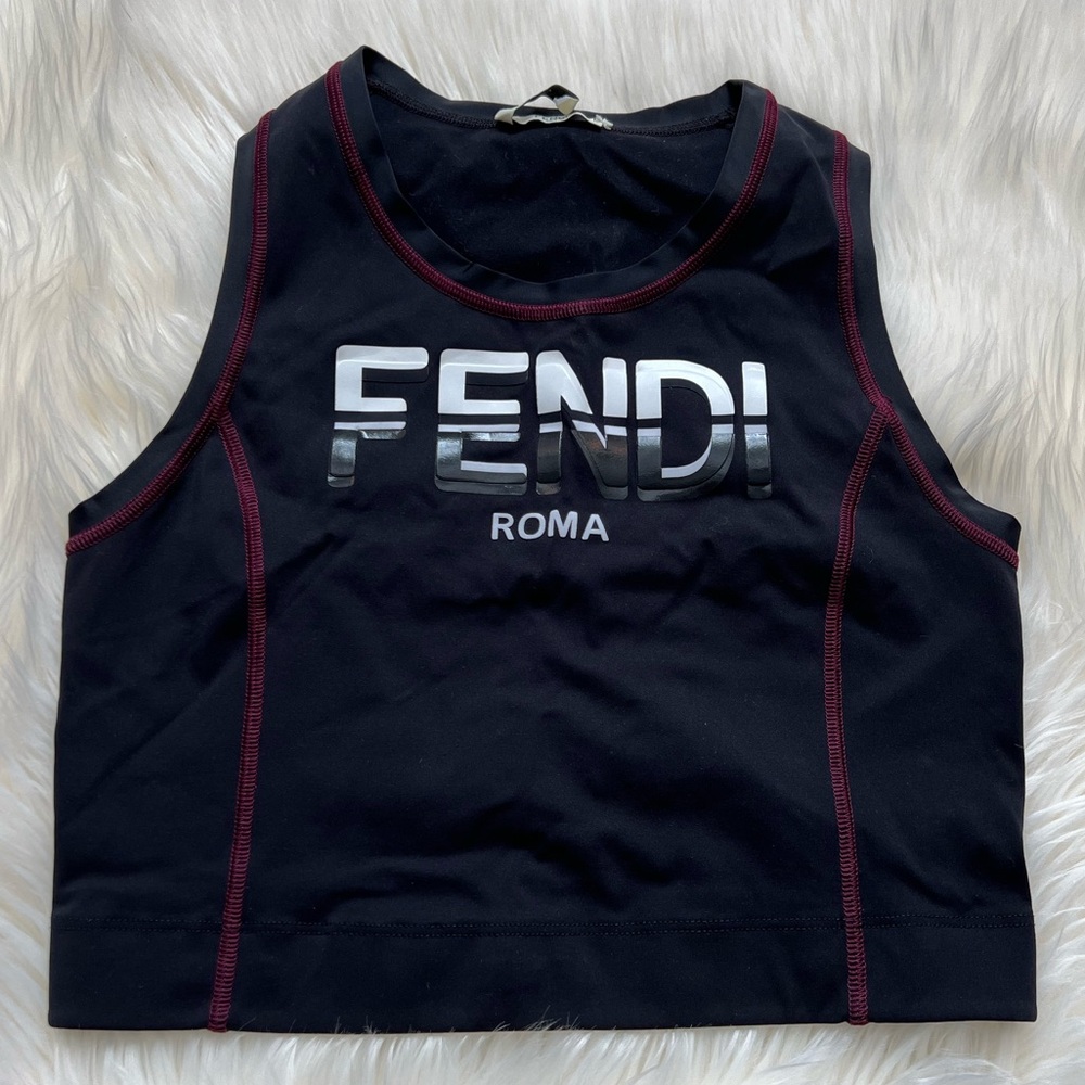 Fendi Black Sports Bra with Red Accents